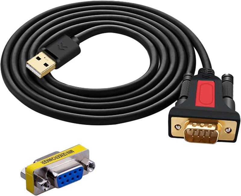ELECABLE USB to RS232 DB9 Serial (9-Pin) Adapter Cable 5ft Compatible with MAC OS, Windows, Android, Linux (USB A) - Image 1